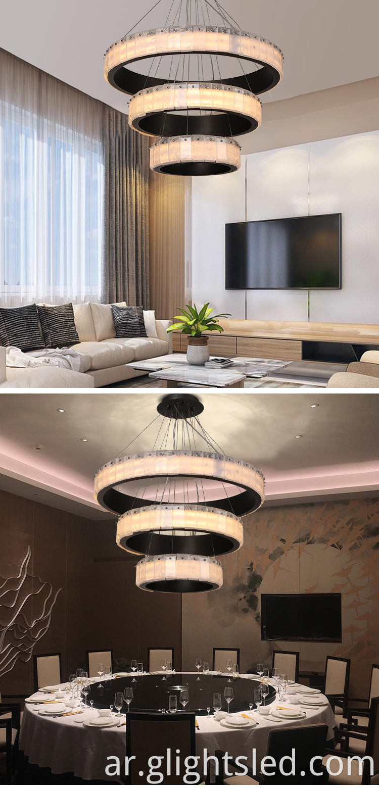 G-Lights التصميم الإبداعي غرفة المعيشة الداخلية فندق جولة الزجاج Led الثريا قلادة مصباح